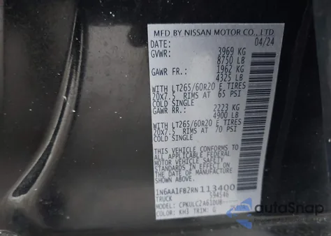 2024 Nissan Titan Xd Sv 4X4 z USA, uszkodzony, nr VIN 1N6AA1FB2RN113400